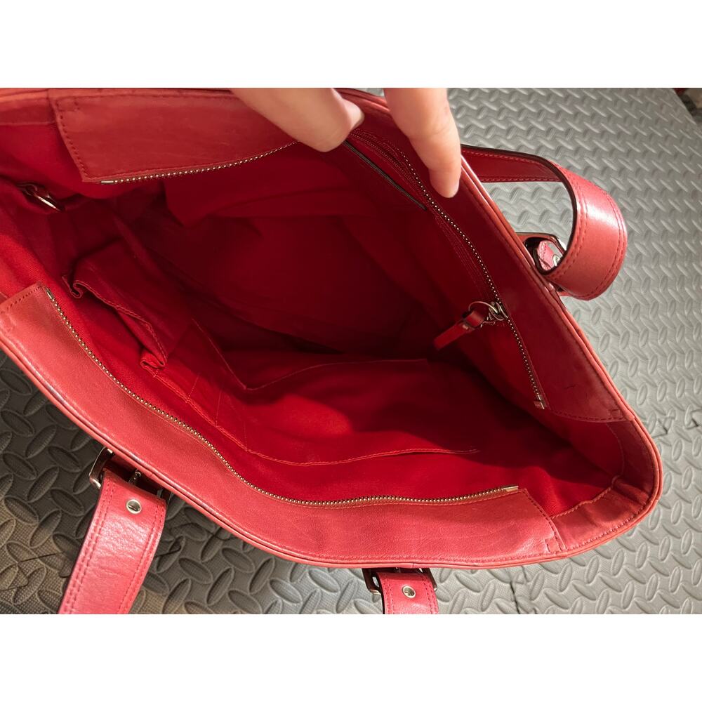 Vintage‎ COACH HAMPTON TOTE F10195 Red LEATHER Classic Womens Y2K BAG PURSE - Picture 7 of 12